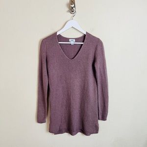 Old Navy Mauve Knitted Texture V-Neck Ribbed Tunic Sweater